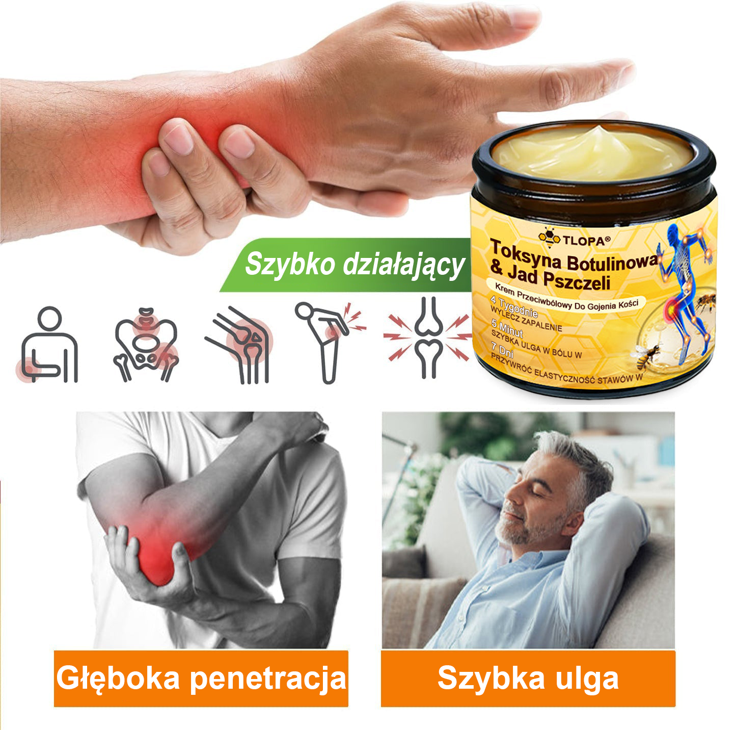 TLOPA® Toksyna botulinowa i jad pszczeli Balsam Łagodzący Ból i Leczenie Kości🐝🌿 (Polecane dla seniorów przez ortopedów)🎁
