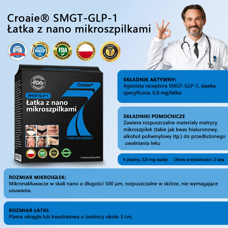 🔥[Zobacz wyniki w ciągu 7 dni 🛡Croaie® SMGT-GLP-1 Nano Microneedle Patch （Bezbolesny, długotrwały, zajmujący się cukrzycą, otyłością i chorobami układu krążenia）.